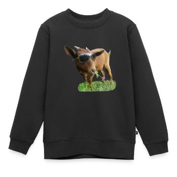 Ziege mit Brille - Kinder Premium Organic Sweatshirt - Schwarz - Vorne - AI Model Kid Female (0cm)