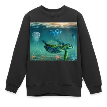 Tortue Mer Cadeau Idée cadeau - Sweat Premium enfant bio - noir - Devant - AI Model Kid Female (0cm)