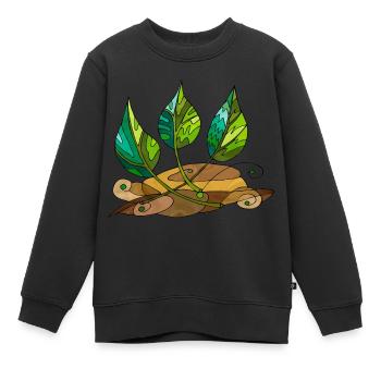 Leaves - Kids Premium Organic Sweatshirt - black - Front - AI Model Kid Female (0cm)