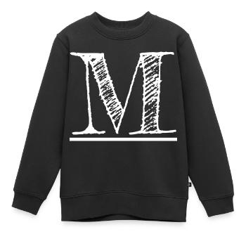 Buchstabe M Riese - von Hand (weiß) - Kinder Premium Organic Sweatshirt - Schwarz - Vorne - AI Model Kid Female (0cm)