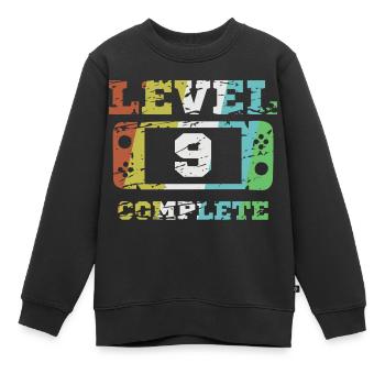9th Birthday Level 9 Gift - Kids Premium Organic Sweatshirt - black - Front - AI Model Kid Female (0cm)