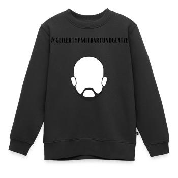 Geiler Typ Mit Bart & Glatze Glatzkopf Bartträger - Kinder Premium Organic Sweatshirt - Schwarz - Vorne - AI Model Kid Female (0cm)