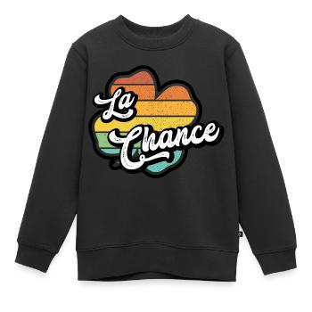luck - clover color - lucky charm - Kids Premium Organic Sweatshirt - black - Front - AI Model Kid Female (0cm)