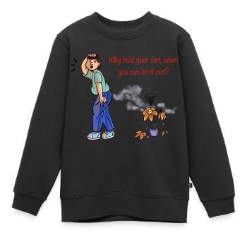 L'homme pète sur une fleur mourante - Sweat Premium enfant bio - noir - Devant - AI Model Kid Female (0cm)