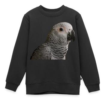 Perroquet gris - Sweat Premium enfant bio - noir - Devant - AI Model Kid Female (0cm)