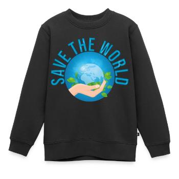 Save the World - Kinder Premium Organic Sweatshirt - Schwarz - Vorne - AI Model Kid Female (0cm)