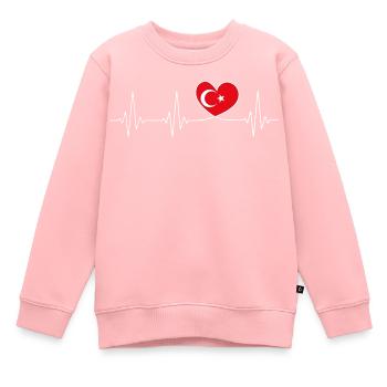 Battements de coeur Turquie Amour de la patrie de fiers Turcs Drapeau - Sweat Premium enfant bio - rose - Devant - AI Model Kid Female (0cm)