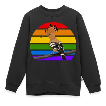 Wiedehopf Vogel Regenbogen Vielfalt Singvogel - Kinder Premium Organic Sweatshirt - Schwarz - Vorne - AI Model Kid Female (0cm)