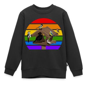 Vogelhaus Vogel Regenbogen Vielfalt Singvogel - Kinder Premium Organic Sweatshirt - Schwarz - Vorne - AI Model Kid Female (0cm)