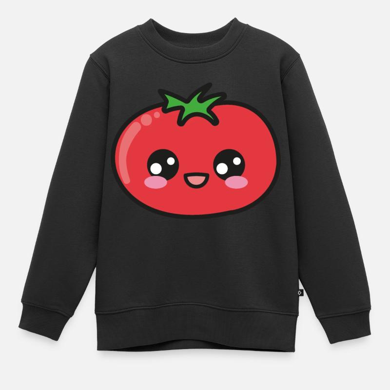 Tomate Niedlich Kawaii - Kinder Premium Organic Sweatshirt - Schwarz