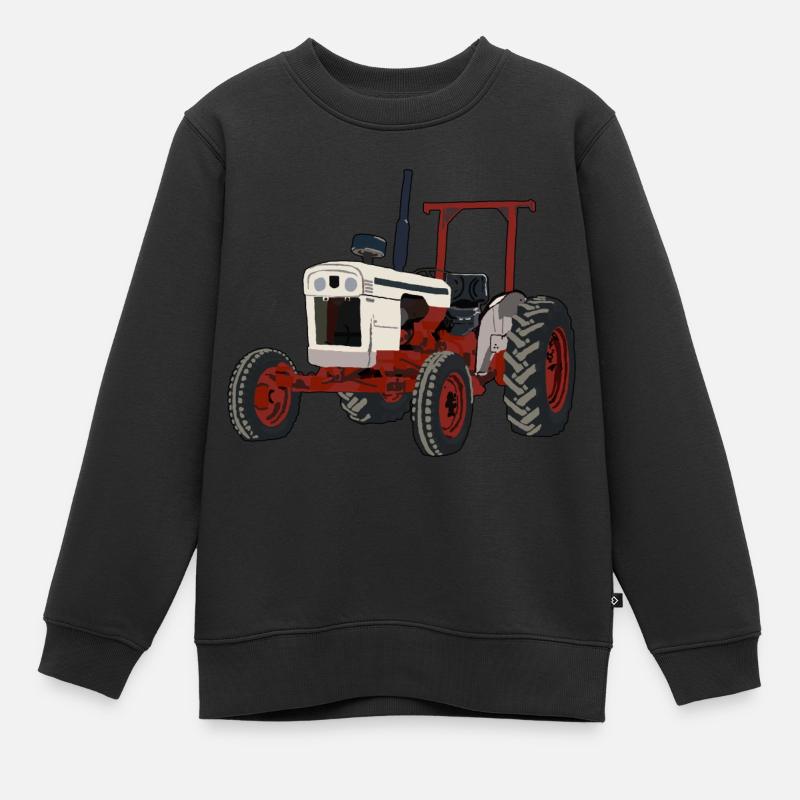 Tracteur blanc - Sweat Premium enfant bio - noir