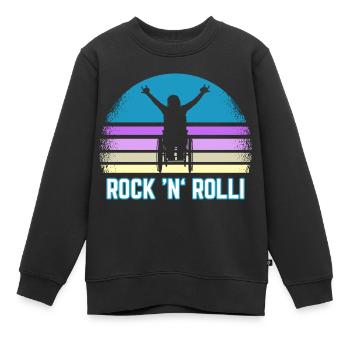 Rock and Roll Rollstuhlfahrer Rolli Rollstuhl - Kinder Premium Organic Sweatshirt - Schwarz - Vorne - AI Model Kid Female (0cm)