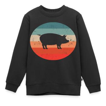 Schwein Schweinchen Schweine Geschenk Retro - Kinder Premium Organic Sweatshirt - Schwarz - Vorne - AI Model Kid Female (0cm)