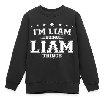 Liam - Kinder Premium Organic Sweatshirt - Schwarz - Vorne - AI Model Kid Female (0cm)