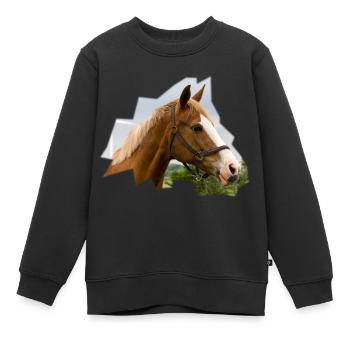 Cheval. Cheval. - Sweat Premium enfant bio - noir - Devant - AI Model Kid Female (0cm)