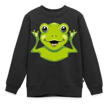 Grenouille chanceuse - Sweat Premium enfant bio - noir - Devant - AI Model Kid Female (0cm)