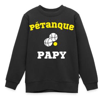 pétanque papy - Sweat Premium enfant bio - noir - Devant - AI Model Kid Female (0cm)