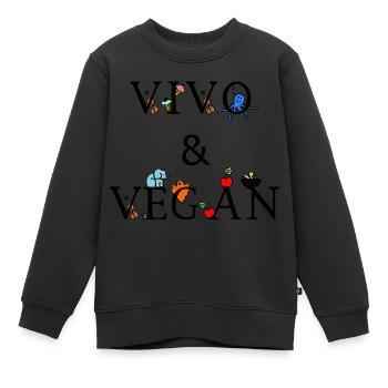 Vivo & Végétalien - Sweat Premium enfant bio - noir - Devant - AI Model Kid Female (0cm)