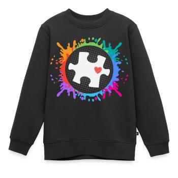 Autismus Kampf Aufklärung Autist Autisten Puzzle - Kinder Premium Organic Sweatshirt - Schwarz - Vorne - AI Model Kid Female (0cm)