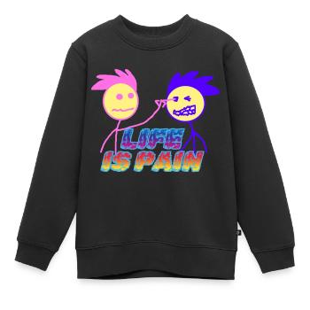 Das Leben ist Schmerz - Kinder Premium Organic Sweatshirt - Schwarz - Vorne - AI Model Kid Female (0cm)