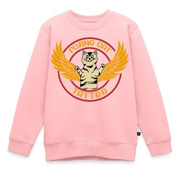 Chat volant - Sweat Premium enfant bio - rose - Devant - AI Model Kid Female (0cm)