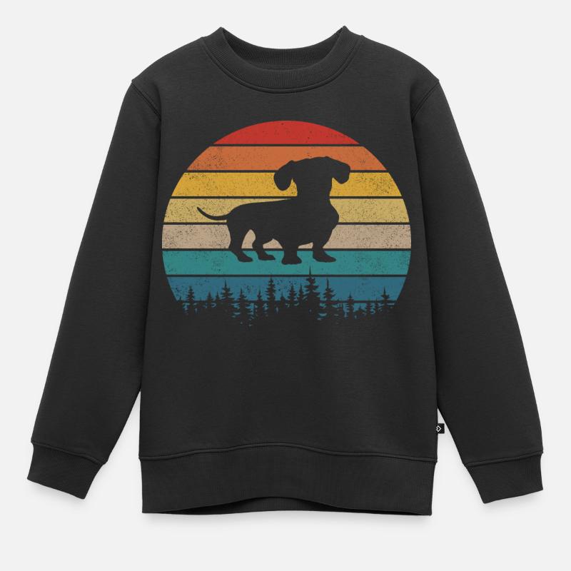 Dackel Retro Dachshund Hund Vintage Teckel - Kinder Premium Organic Sweatshirt - Schwarz