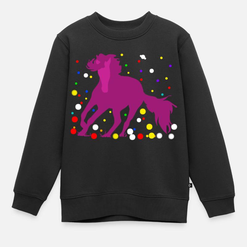 Cheval avec des étoiles - Sweat Premium enfant bio - noir