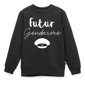 Futur gendarme - Sweat Premium enfant bio - noir - Devant - AI Model Kid Female (0cm)