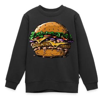 burger - Kids Premium Organic Sweatshirt - black - Front - AI Model Kid Female (0cm)