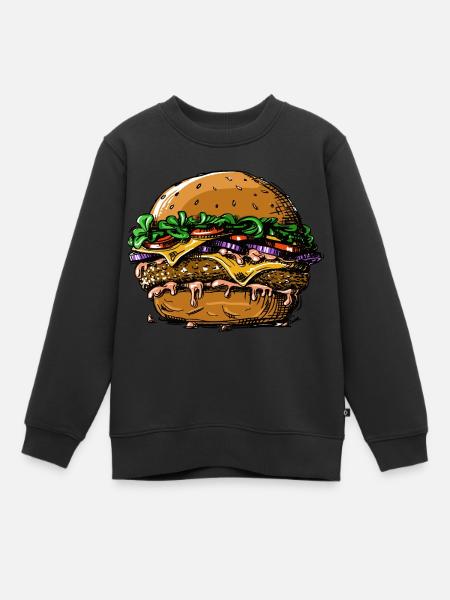burger - Sweat Premium enfant bio - noir
