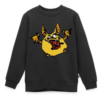 Small hairy monster with wings - Kids Premium Organic Sweatshirt - black - Front - AI Model Kid Female (0cm)
