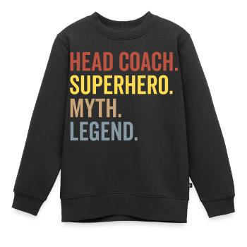 Entraîneur-chef Superhero Myth Legend - Sweat Premium enfant bio - noir - Devant - AI Model Kid Female (0cm)
