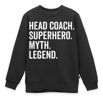 Entraîneur-chef Superhero Myth Legend - Sweat Premium enfant bio - noir - Devant - AI Model Kid Female (0cm)