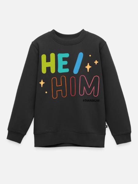 He/ Him - Kinder Premium Organic Sweatshirt - Schwarz