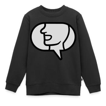 Icône Communiquer bulle de dialogue - Sweat Premium enfant bio - noir - Devant - AI Model Kid Female (0cm)
