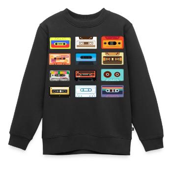 Classic cassette music cassettes - Kids Premium Organic Sweatshirt - black - Front - AI Model Kid Female (0cm)