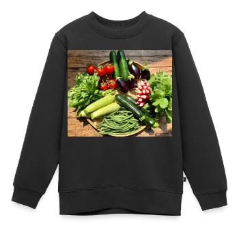 légumes - Sweat Premium enfant bio - noir - Devant - AI Model Kid Female (0cm)