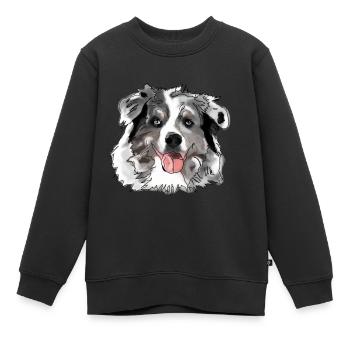 Border Collie - Sweat Premium enfant bio - noir - Devant - AI Model Kid Female (0cm)