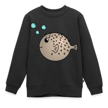 Poisson-globe - Sweat Premium enfant bio - noir - Devant - AI Model Kid Female (0cm)