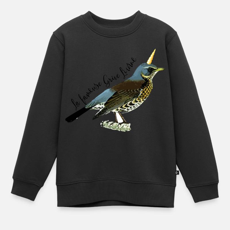Grive licorne - Sweat Premium enfant bio - noir