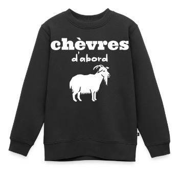 chèvres d'abord - Sweat Premium enfant bio - noir - Devant - AI Model Kid Female (0cm)