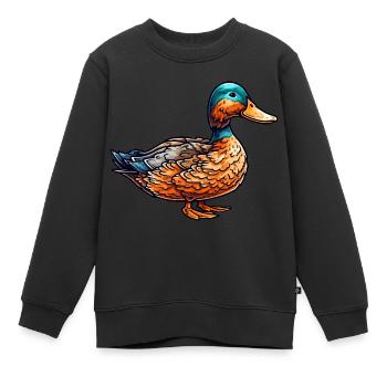 Eine sehr schöne Ente als gefiedertes Federvieh - Kinder Premium Organic Sweatshirt - Schwarz - Vorne - AI Model Kid Female (0cm)