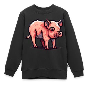 Minimaliste beau petit cochon - Sweat Premium enfant bio - noir - Devant - AI Model Kid Female (0cm)