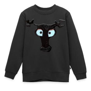 La tête de cerf noir - Sweat Premium enfant bio - noir - Devant - AI Model Kid Female (0cm)