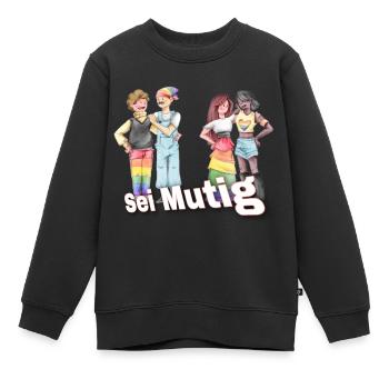,,Sei Mutig" LGBTQ - Kinder Premium Organic Sweatshirt - Schwarz - Vorne - AI Model Kid Female (0cm)