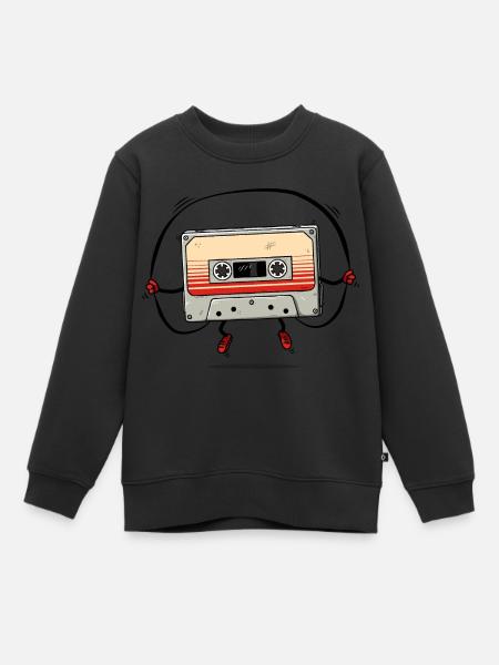 Lustige Kassette - Kinder Premium Organic Sweatshirt - Schwarz