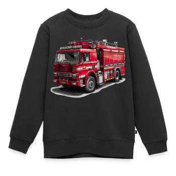 Mit dem Feuerwehrauto Brände bekämpfen - Kinder Premium Organic Sweatshirt - Schwarz - Vorne - AI Model Kid Female (0cm)