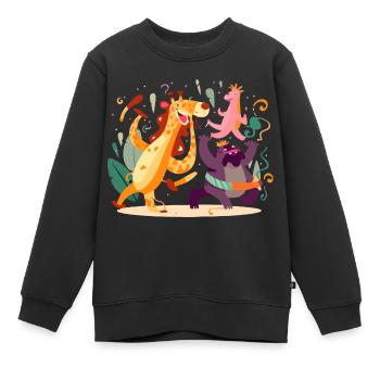 Les animaux en fête n°2 - Sweat Premium enfant bio - noir - Devant - AI Model Kid Female (0cm)