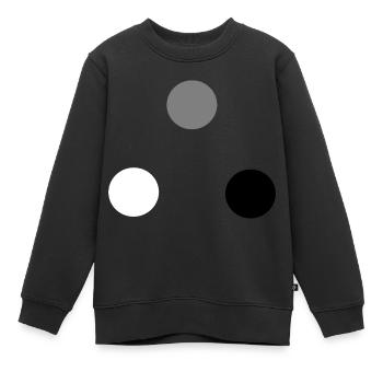 Trio sphères blanc gris noir - Sweat Premium enfant bio - noir - Devant - AI Model Kid Female (0cm)