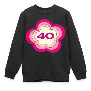 40. 40 ANS. 40e ANNIVERSAIRE. ANNIVERSAIRE 40 ANS. - Sweat Premium enfant bio - noir - Devant - AI Model Kid Female (0cm)